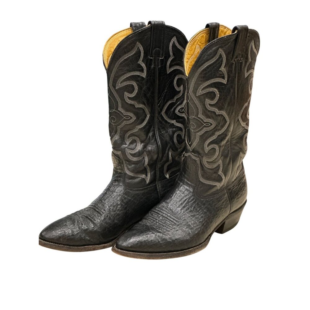 Mens Black Nocona Vintage Leather Western Cowboy Boots Size 10 D Made in USA